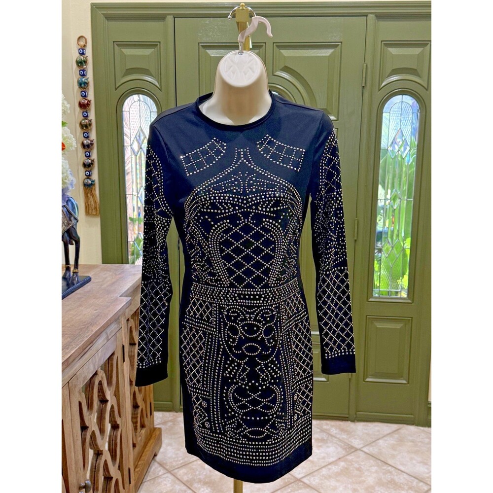 Grace Karin black long sleeve bodycon mini dress size small (S)